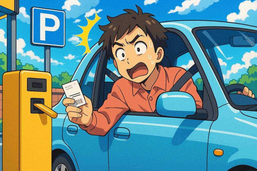 間違って駐車券を取った